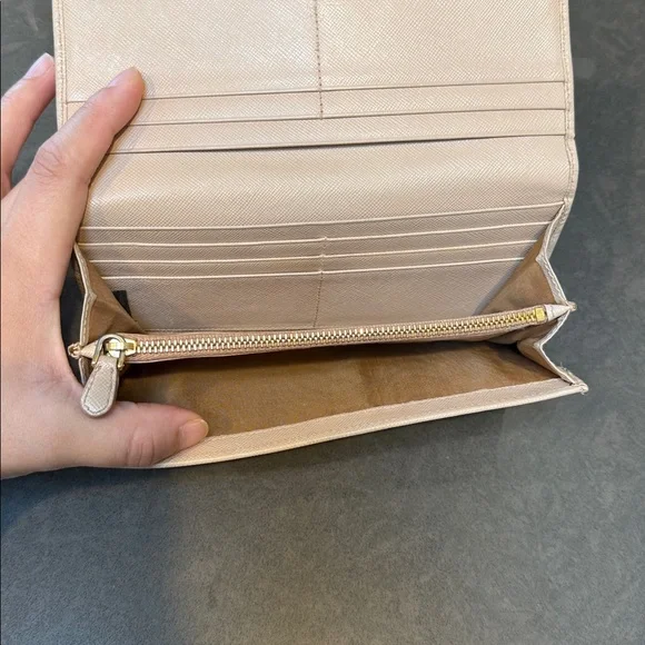 PRADA Saffiano leather wallet nude peach color